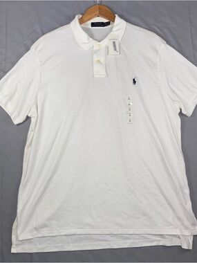 Polo Ralph Lauren Polo Shirt Mens 2XL White Cotton Jersey Embroidered Pony